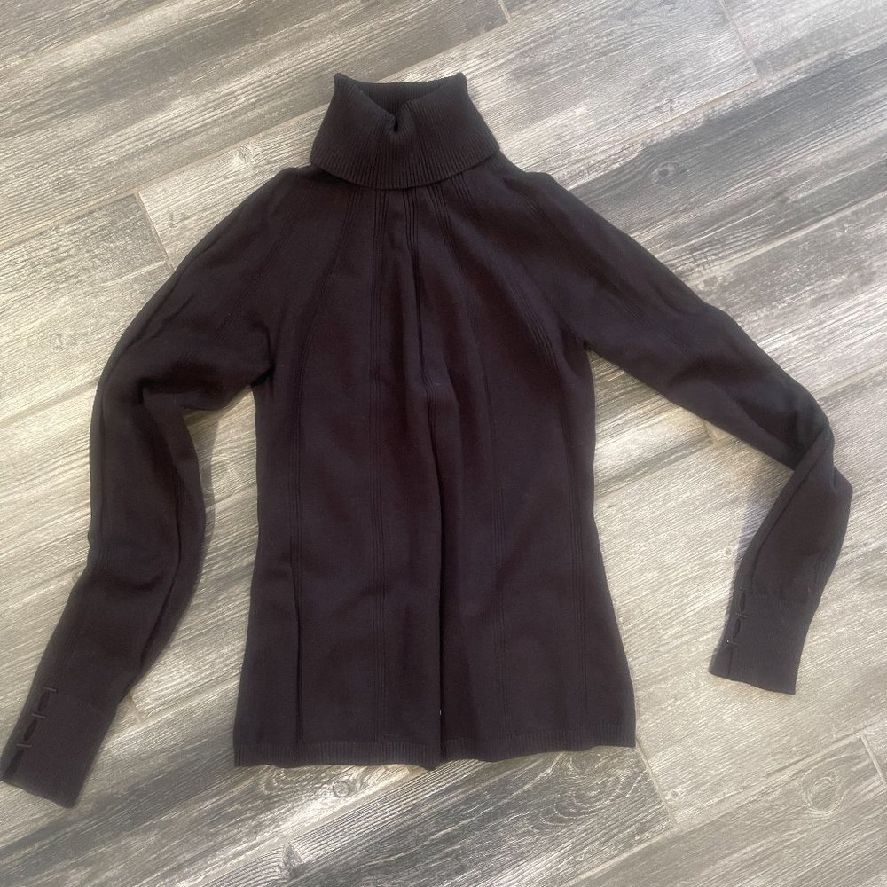 White House Black Market Black Turtle Neck Sweater Medium M